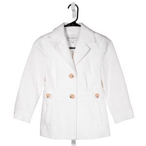 Banana Republic Women's Blazer Ivory Herringbone Two Button Lined Suit Jacket 0